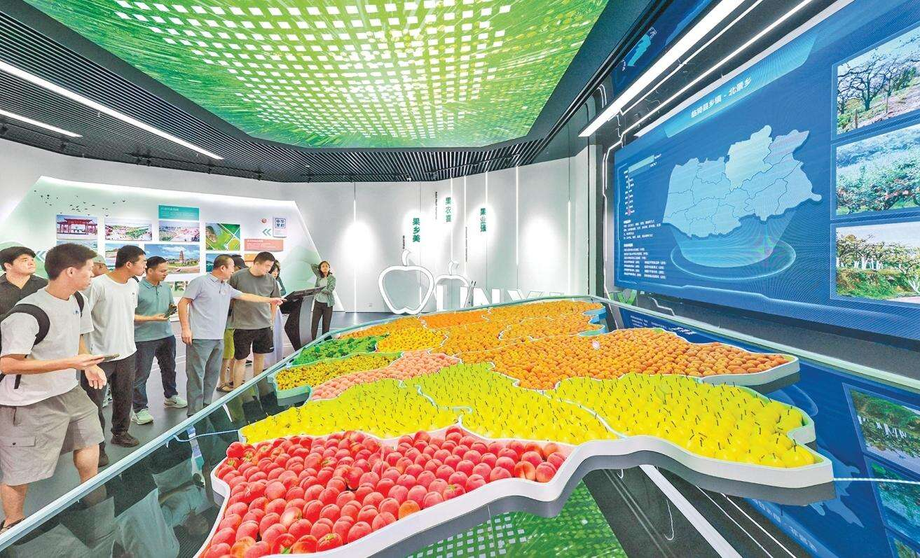 来宾在临猗果业科技馆观摩交流。闫 鑫 摄 配图2